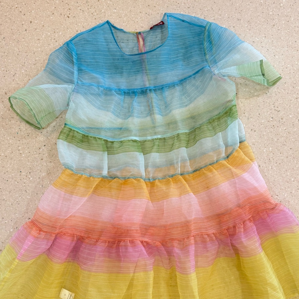 Colorful Striped Sheer Dress